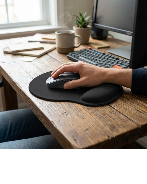 Laye Black Mouse Pad Wrist Rest Gel Support 9 x 8 in