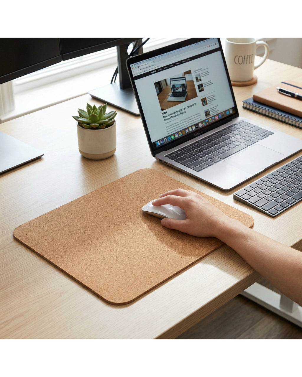 Laye Cork Desk Mouse Pad Natural 11 x 9 in