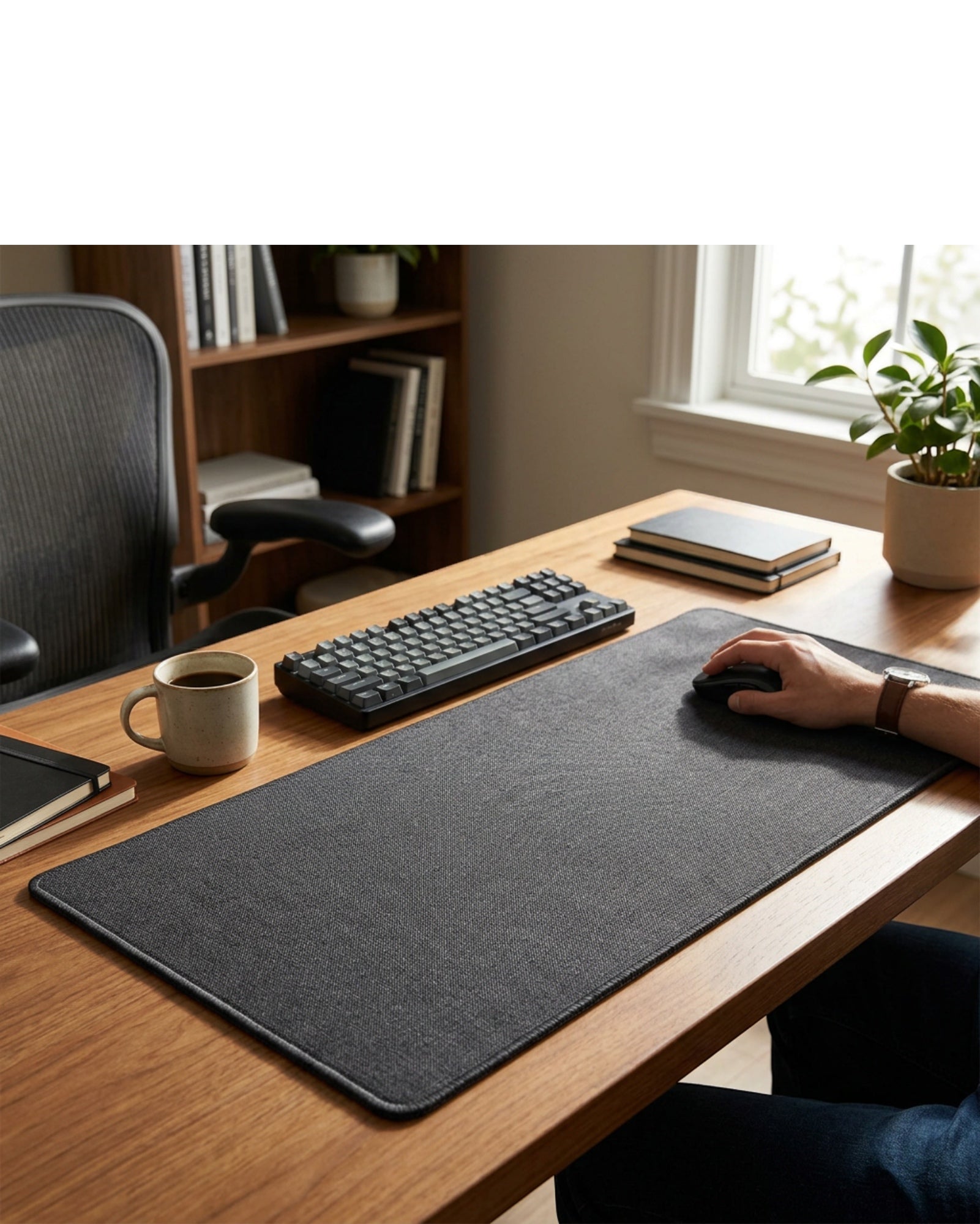 Laye Extended Desk Mat Charcoal 31 x 12 in