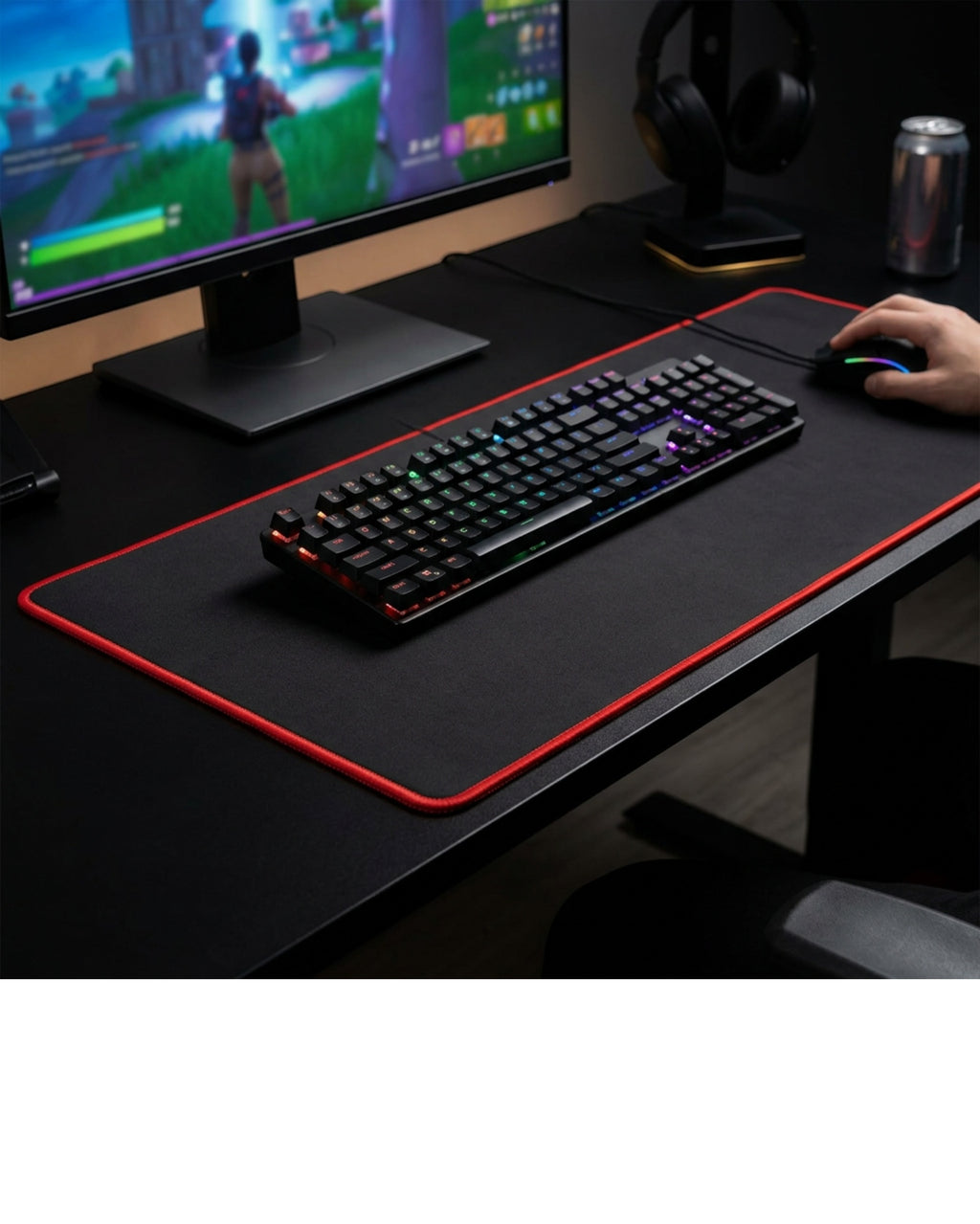 Laye Gaming Desk Mat Red Black 35 x 16 in