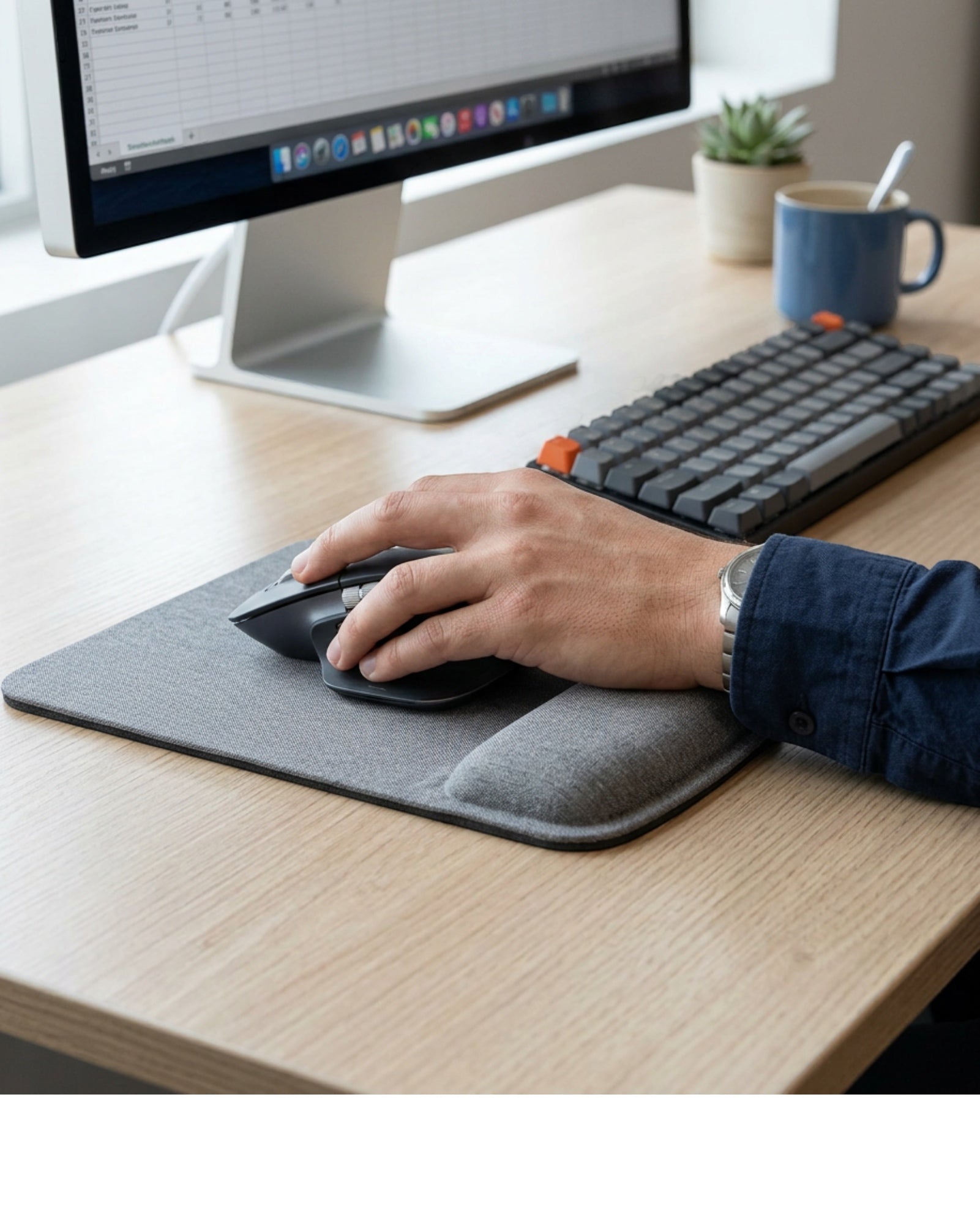 Laye Wrist Rest Mouse Pad Gray 9 x 8 in